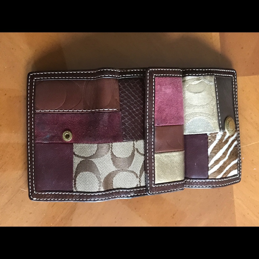 Coach patchwork suede and patterned wallet